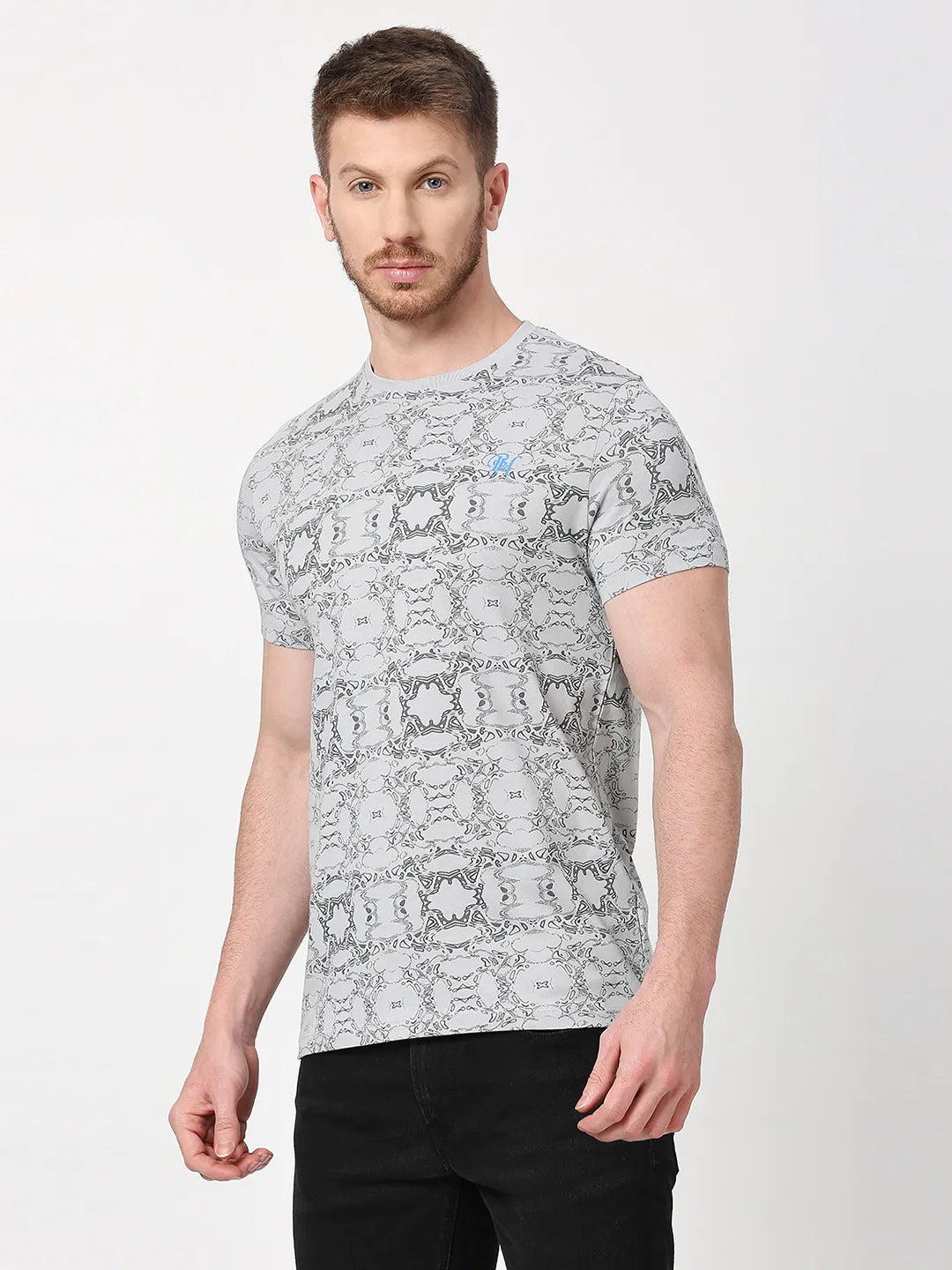 Light Grey Regular Fit Round Neck Men's T-Shirt by Being Human Clothing