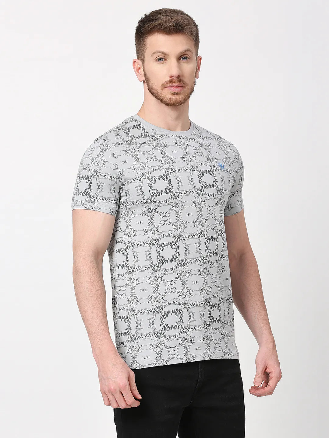 Light Grey Regular Fit Round Neck Men's T-Shirt by Being Human Clothing