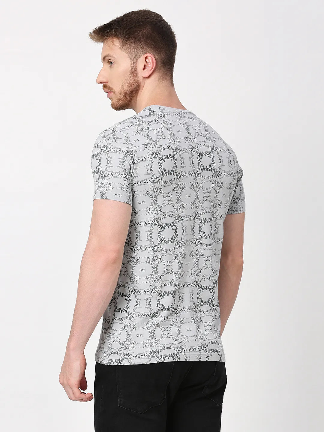 Light Grey Regular Fit Round Neck Men's T-Shirt by Being Human Clothing