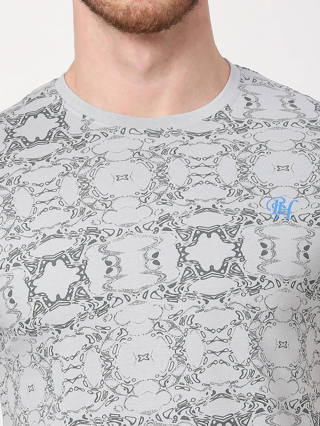 Light Grey Regular Fit Round Neck Men's T-Shirt by Being Human Clothing