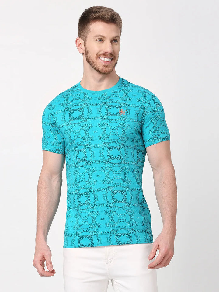 Viridian Green Regular Fit Round Neck Men's T-Shirt by Being Human Clothing