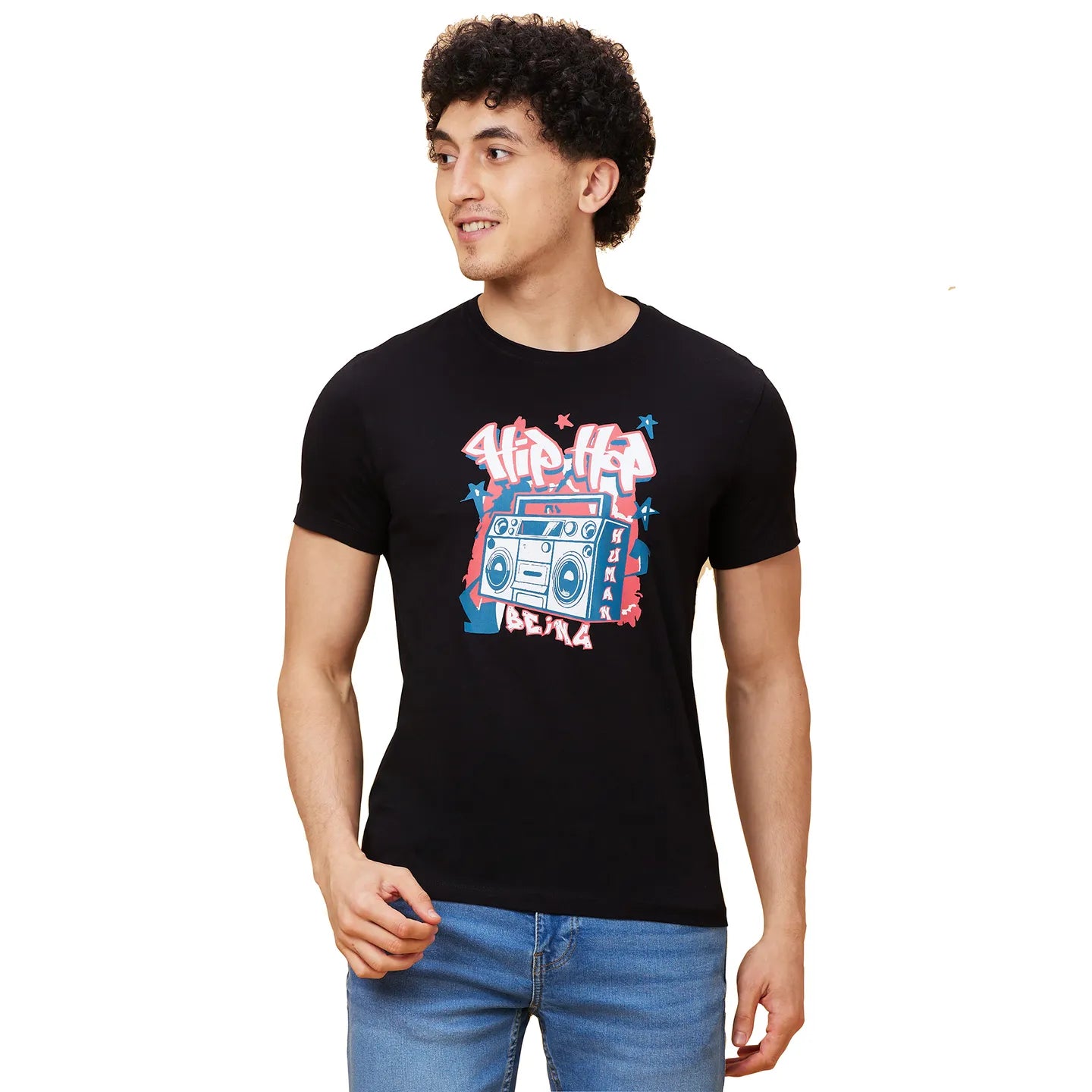 Black Regular Fit Men's Short Sleeves T-Shirt by Being Human Clothing