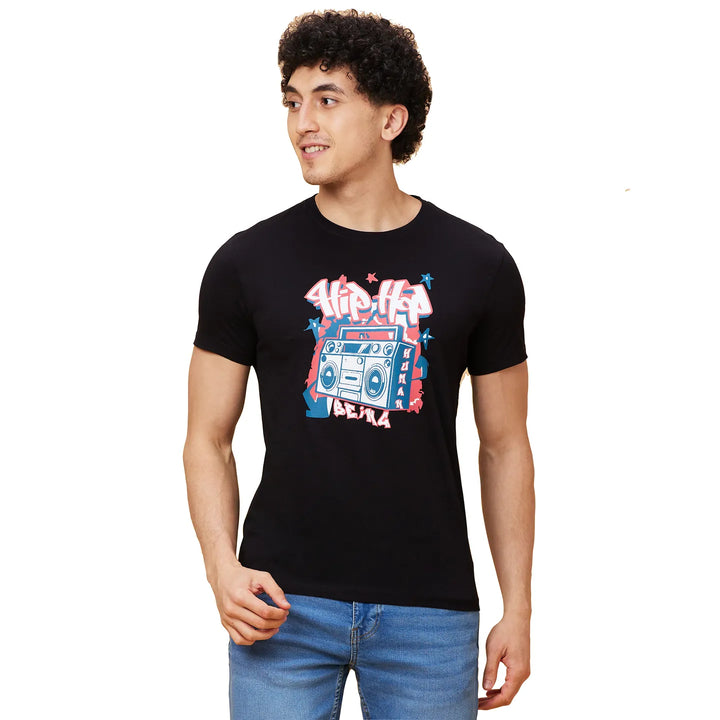 Black Regular Fit Men's Short Sleeves T-Shirt by Being Human Clothing