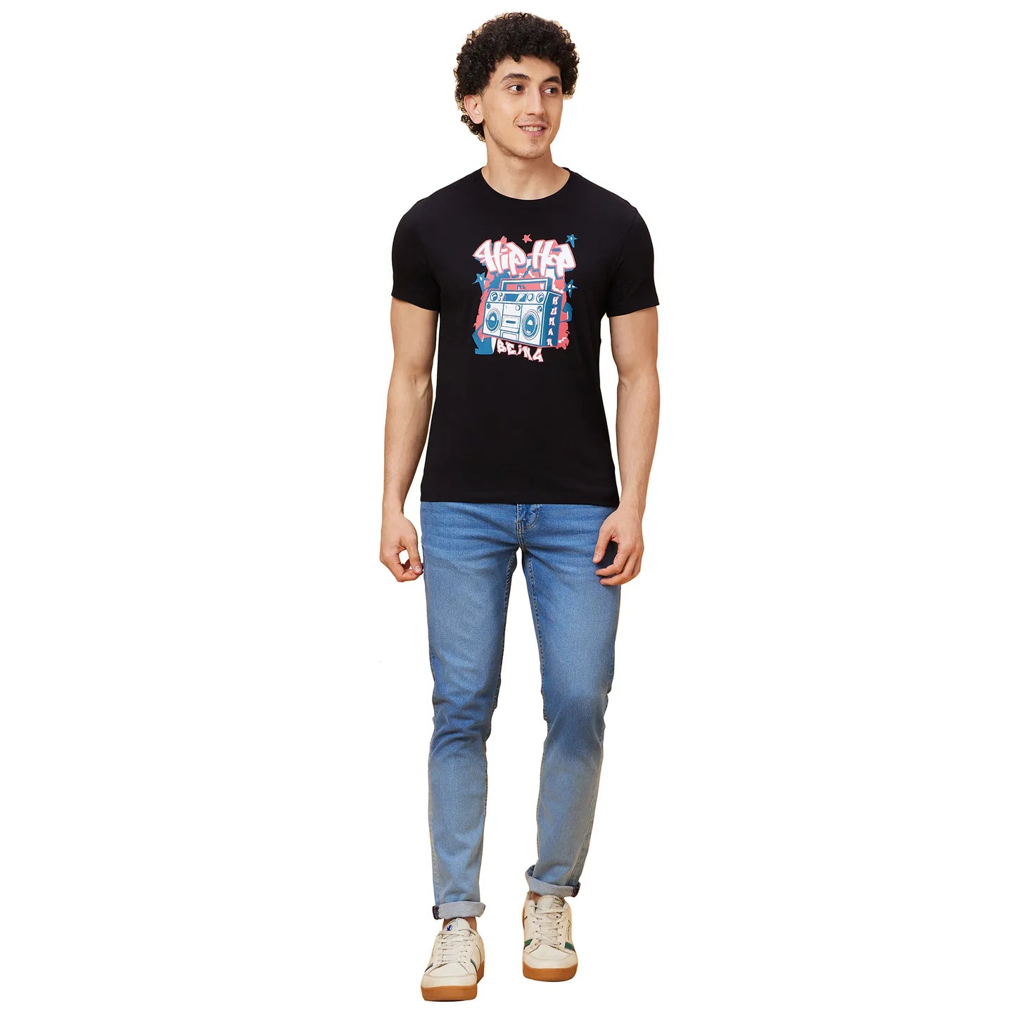 Black Regular Fit Men's Short Sleeves T-Shirt by Being Human Clothing