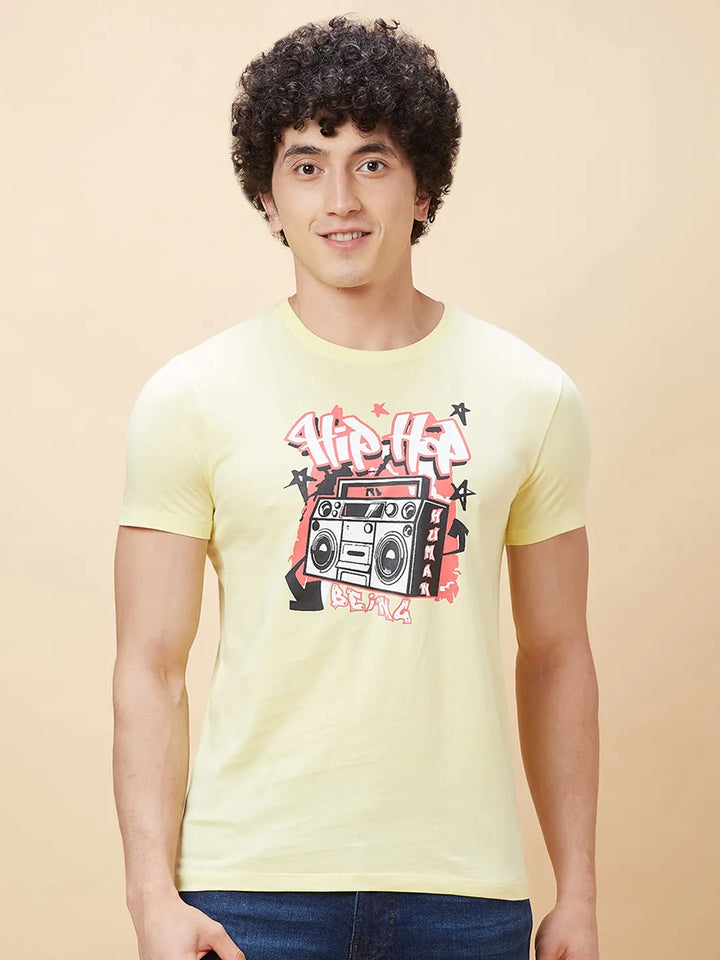Yellow Regular Fit Men's Short Sleeves T-Shirt by Being Human Clothing