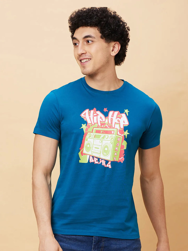 Blue Regular Fit Men's Short Sleeves T-Shirt by Being Human Clothing