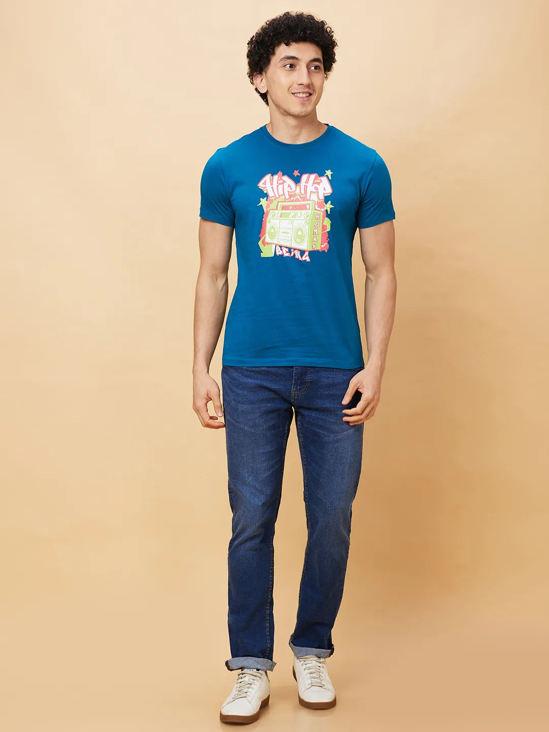 Blue Regular Fit Men's Short Sleeves T-Shirt by Being Human Clothing