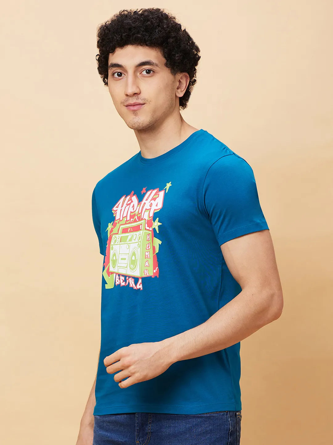 Blue Regular Fit Men's Short Sleeves T-Shirt by Being Human Clothing