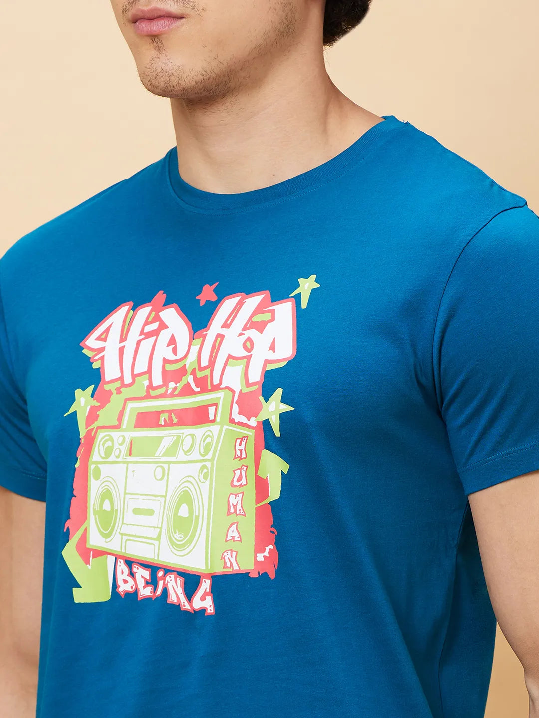 Blue Regular Fit Men's Short Sleeves T-Shirt by Being Human Clothing