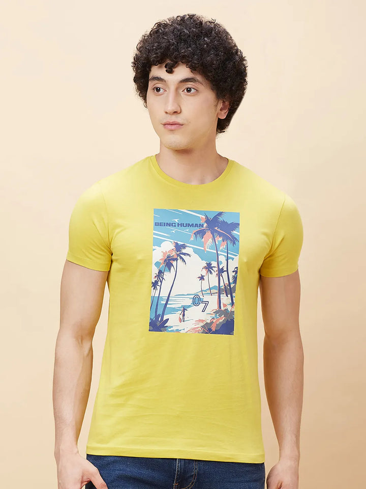 Yellow Regular Fit Men's Short Sleeves T-Shirt by Being Human Clothing