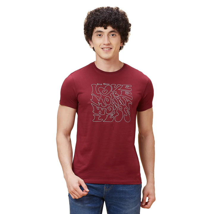 Red Regular Fit Men's Short Sleeves T-Shirt by Being Human Clothing