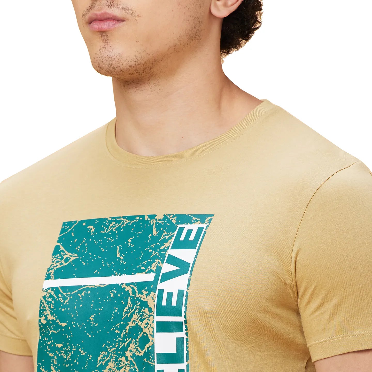 Khaki Regular Fit Men's Short Sleeves T-Shirt by Being Human Clothing