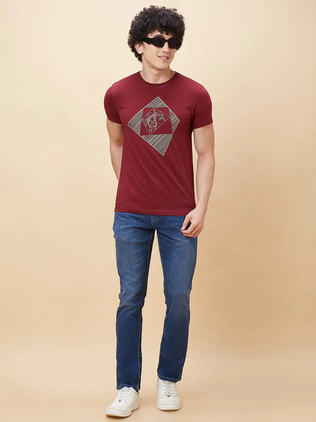 Red Regular Fit Men's Short Sleeves T-Shirt by Being Human Clothing