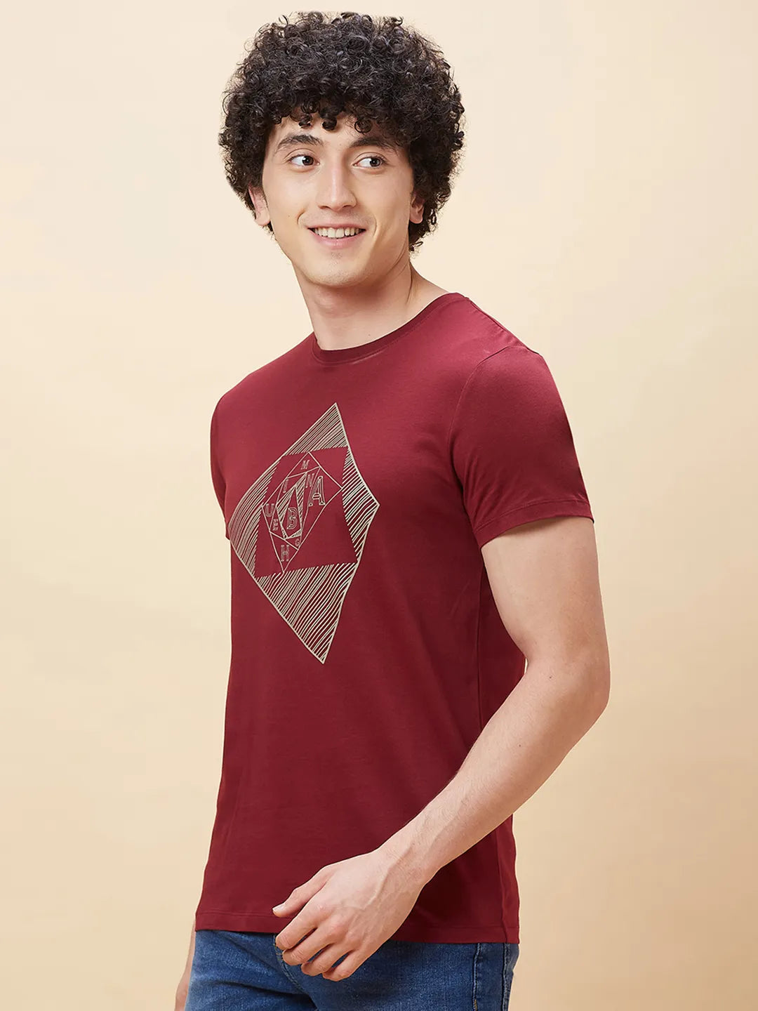 Red Regular Fit Men's Short Sleeves T-Shirt by Being Human Clothing