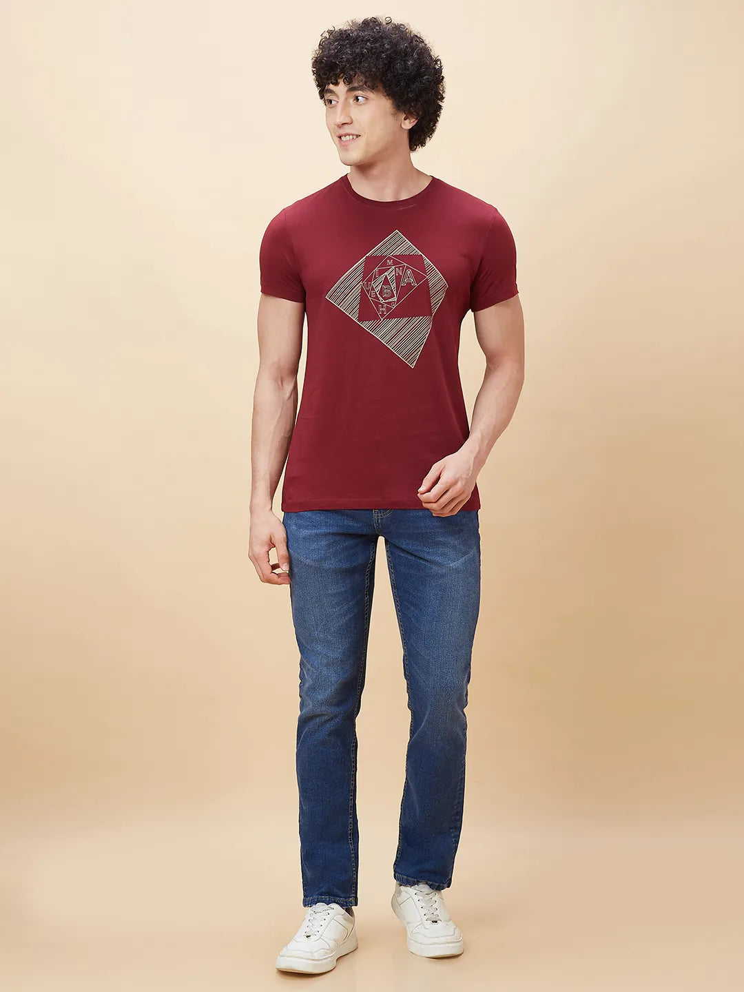 Red Regular Fit Men's Short Sleeves T-Shirt by Being Human Clothing
