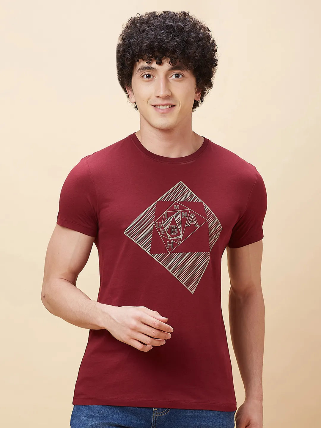 Red Regular Fit Men's Short Sleeves T-Shirt by Being Human Clothing