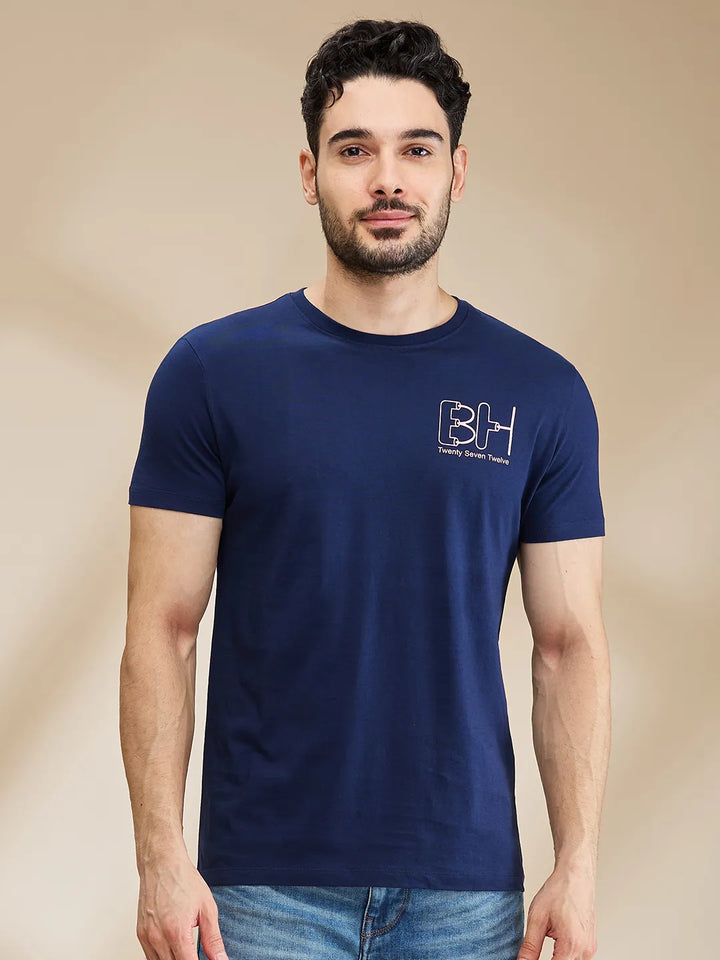 Dark Blue Regular Fit Men's Short Sleeves T-Shirt