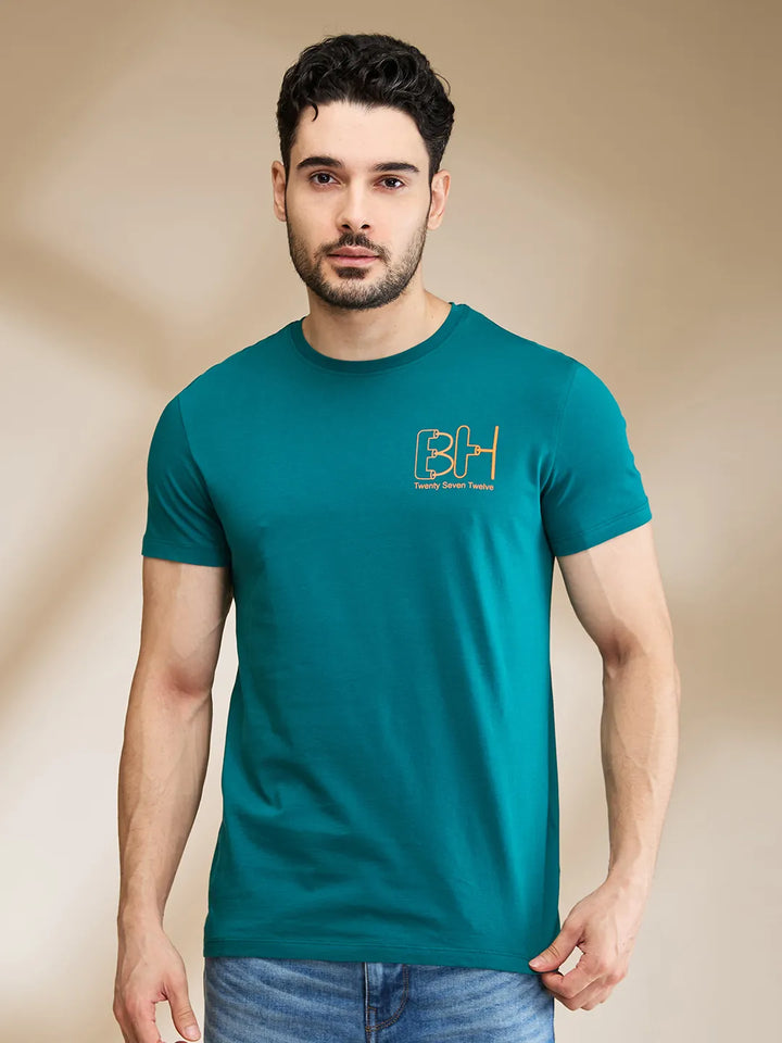 Dark Green Regular Fit Men's Short Sleeves T-Shirt by Being Human Clothing