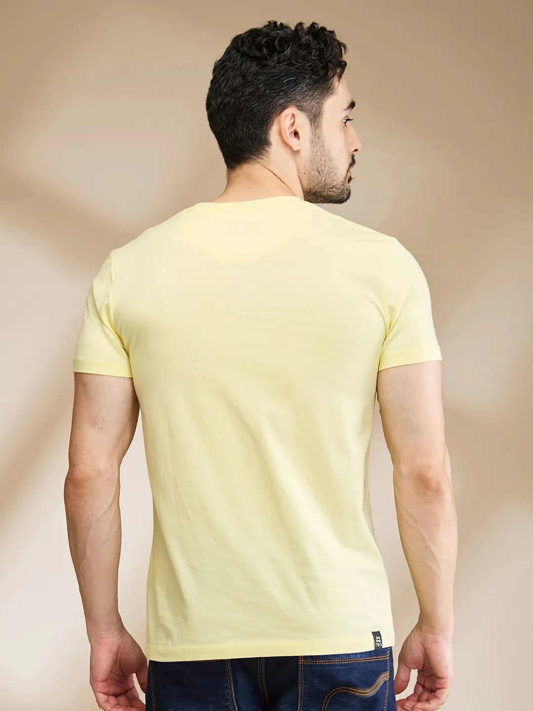 Yellow Regular Fit Round Neck Men's T-Shirt by Being Human Clothing