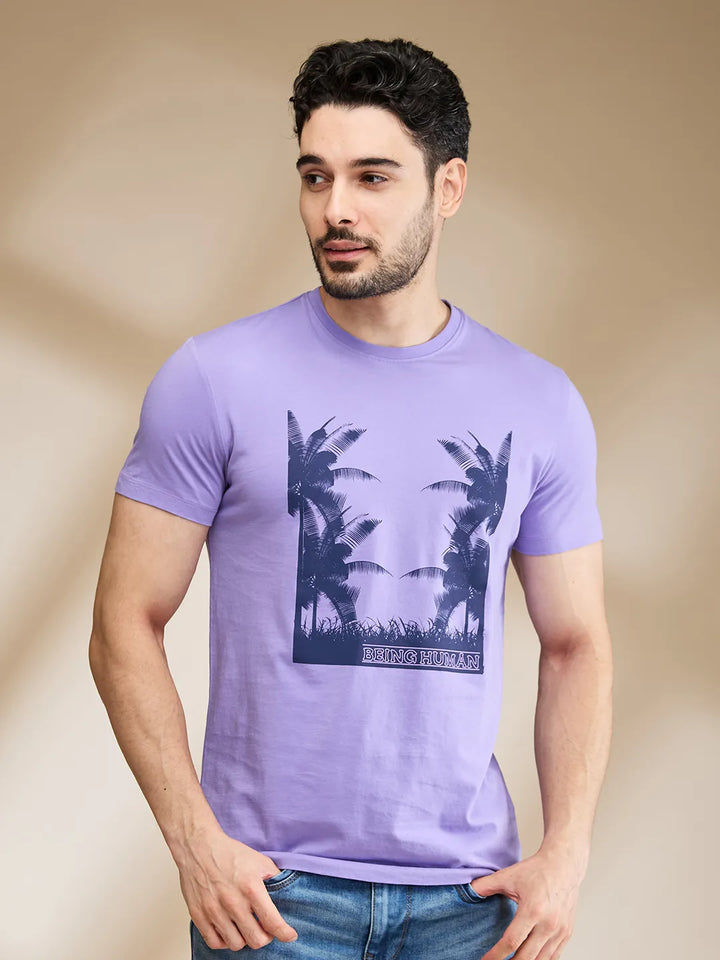 Purple Regular Fit Men's Short Sleeves T-Shirt by Being Human Clothing
