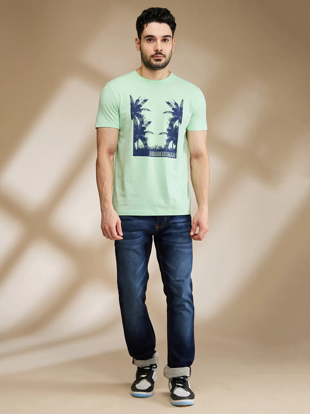 Light Blue Regular Fit Men's Short Sleeves T-Shirt by Being Human Clothing