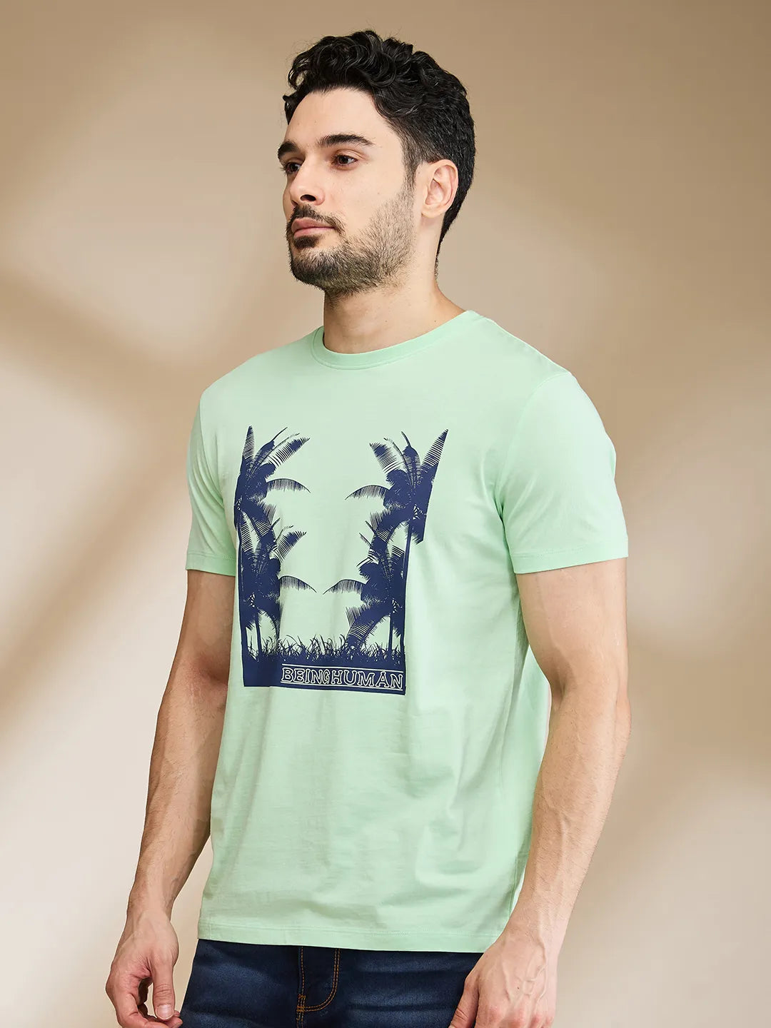 Light Blue Regular Fit Men's Short Sleeves T-Shirt by Being Human Clothing