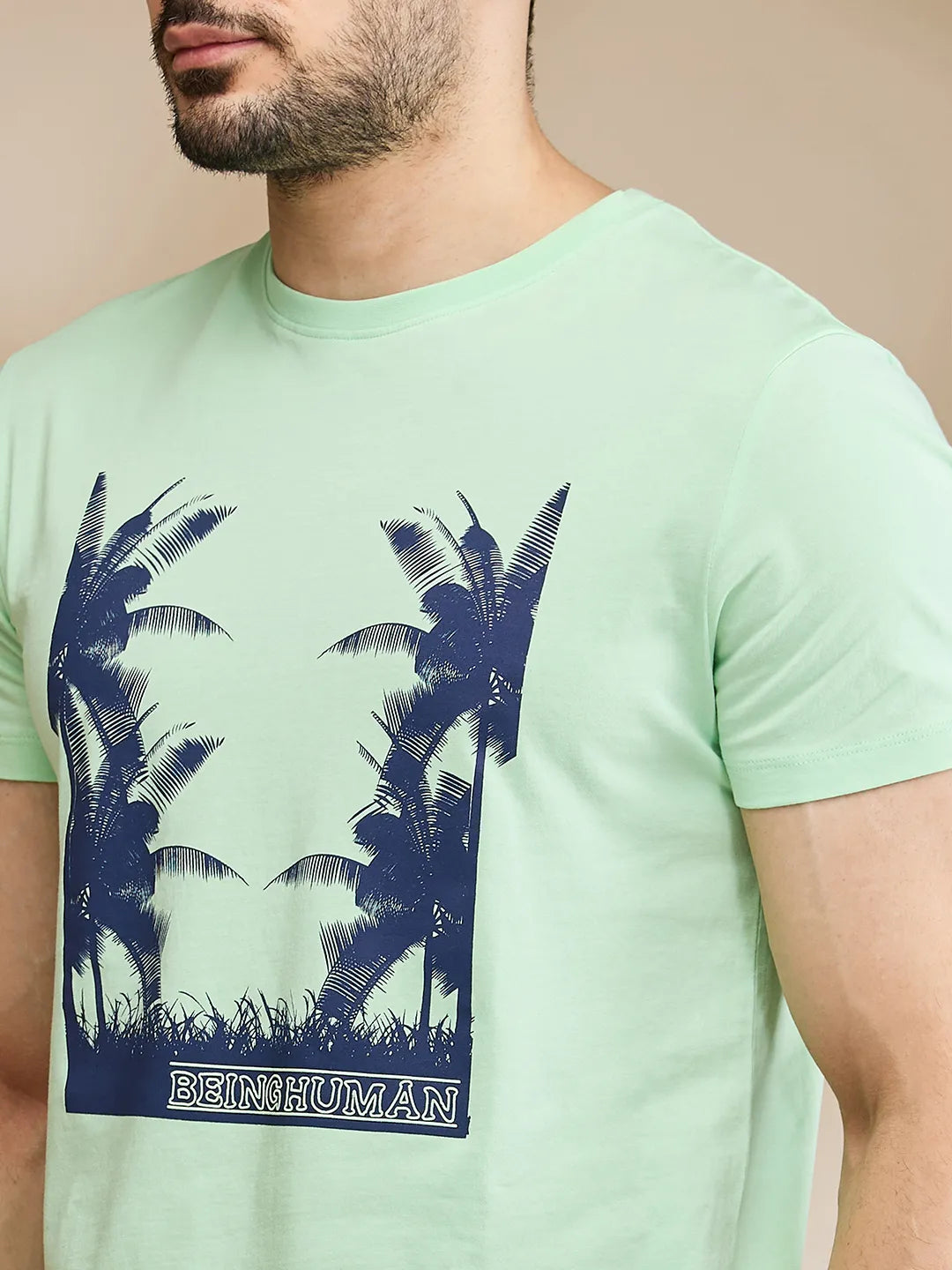 Light Blue Regular Fit Men's Short Sleeves T-Shirt by Being Human Clothing