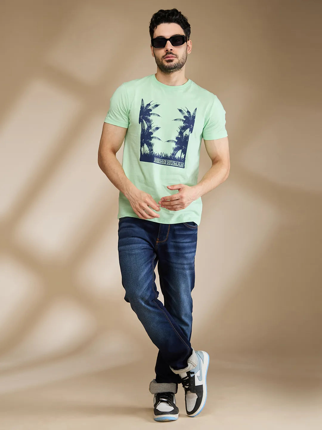 Light Blue Regular Fit Men's Short Sleeves T-Shirt by Being Human Clothing