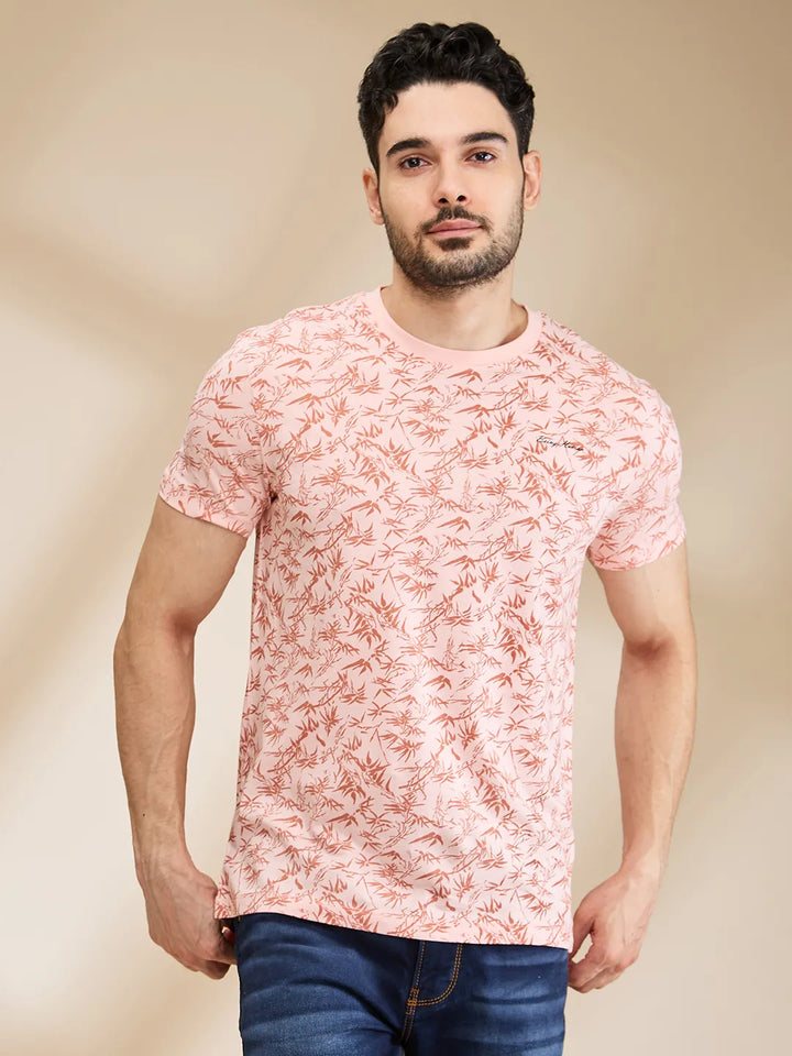 Pink Regular Fit Men's Short Sleeves T-Shirt by Being Human Clothing
