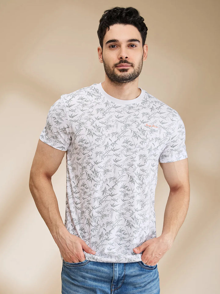 White Regular Fit Men's Short Sleeves T-Shirt by Being Human Clothing