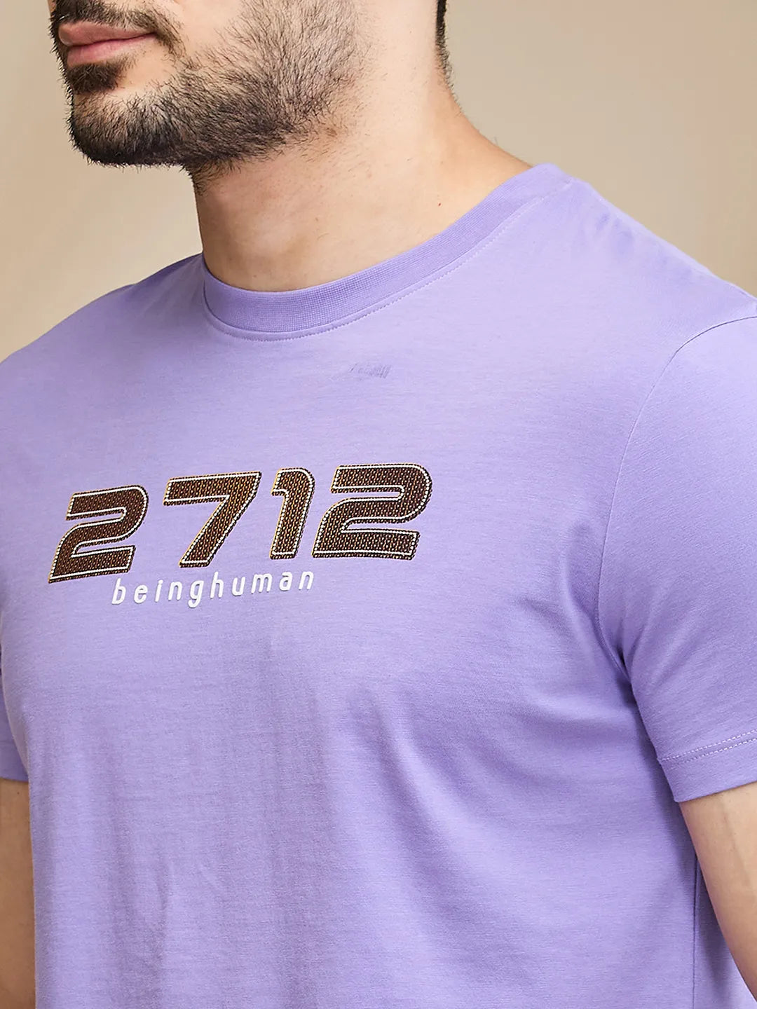 Lavender Regular Fit Round Neck Men's T-Shirt by Being Human Clothing