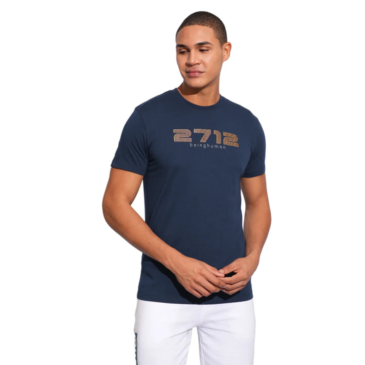 Navy Regular Fit Round Neck Men's T-Shirt