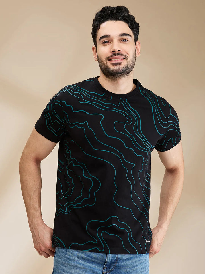 Black Regular Fit Men's Short Sleeves T-Shirt by Being Human Clothing