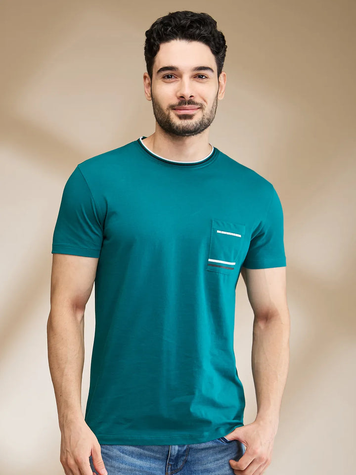 Dark Green Regular Fit Men's Short Sleeves T-Shirt by Being Human Clothing