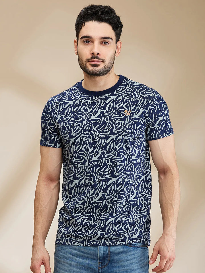 Dark Blue Regular Fit Men's Short Sleeves T-Shirt