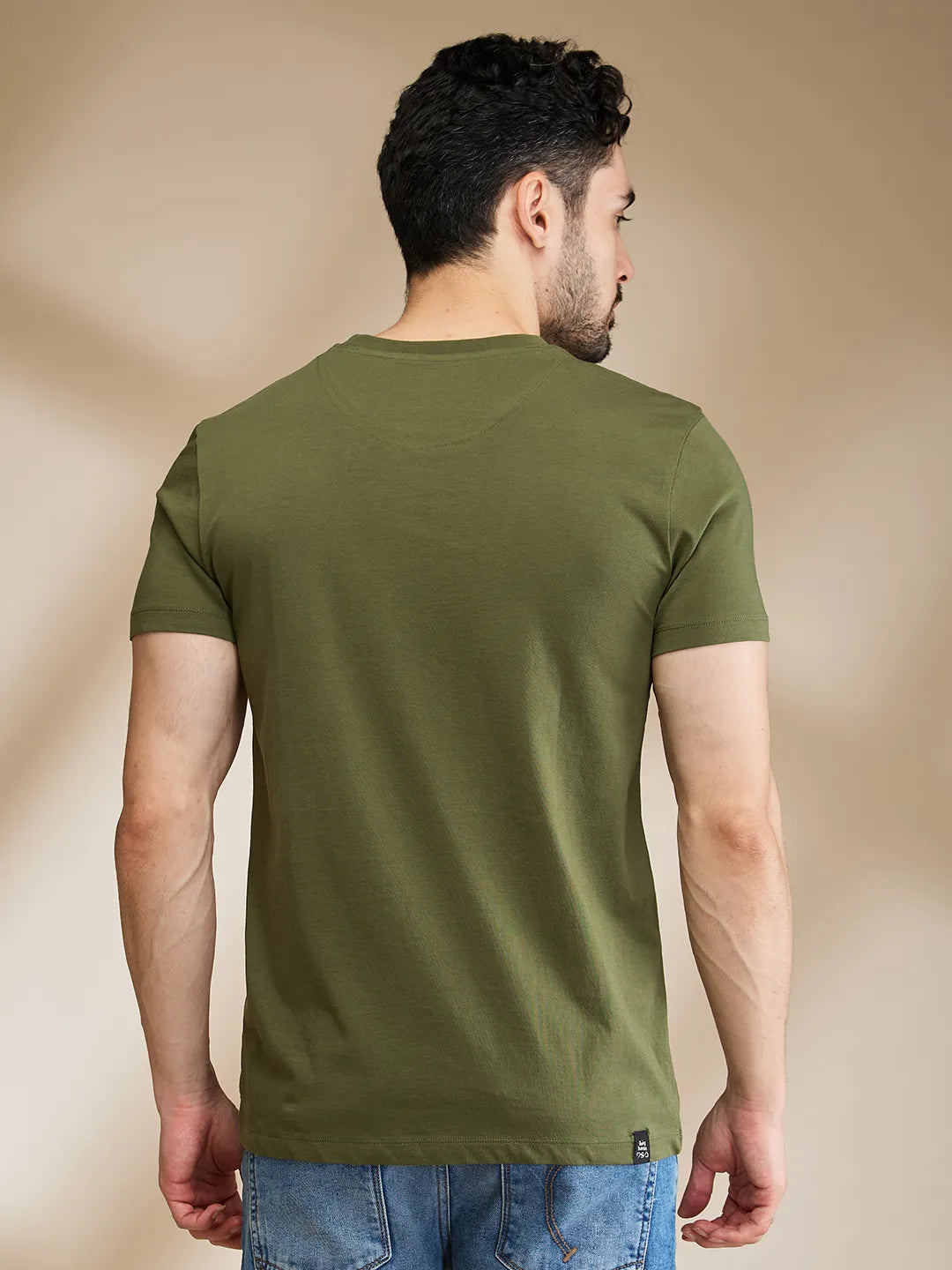 Dark Olive Regular Fit Round Neck Men's T-Shirt by Being Human Clothing