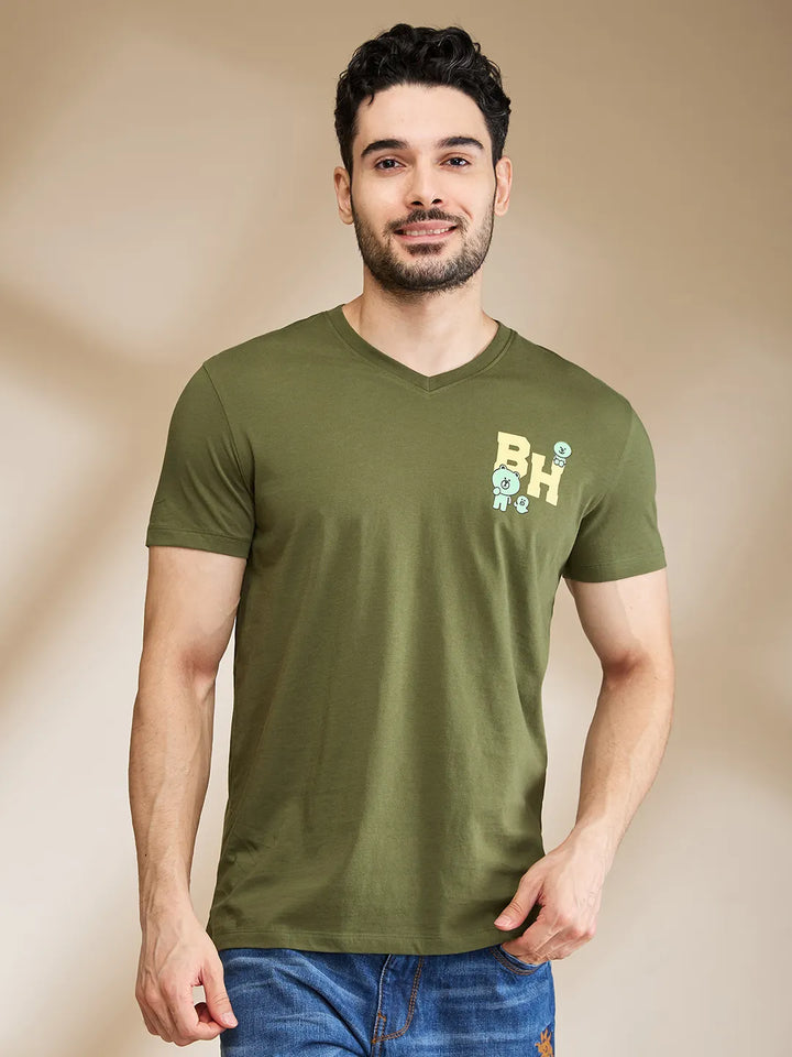 Dark Green Regular Fit Men's Short Sleeves T-Shirt by Being Human Clothing