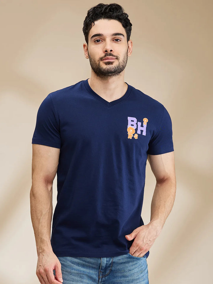 Dark Blue Regular Fit Men's Short Sleeves T-Shirt