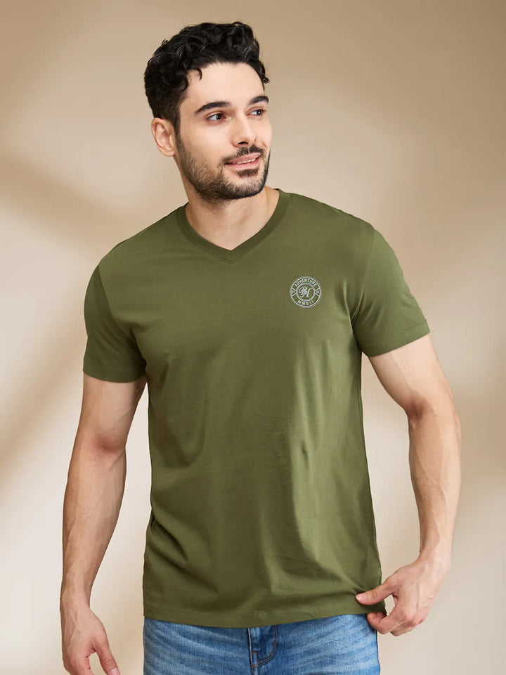Dark Green Regular Fit Men's Short Sleeves T-Shirt by Being Human Clothing