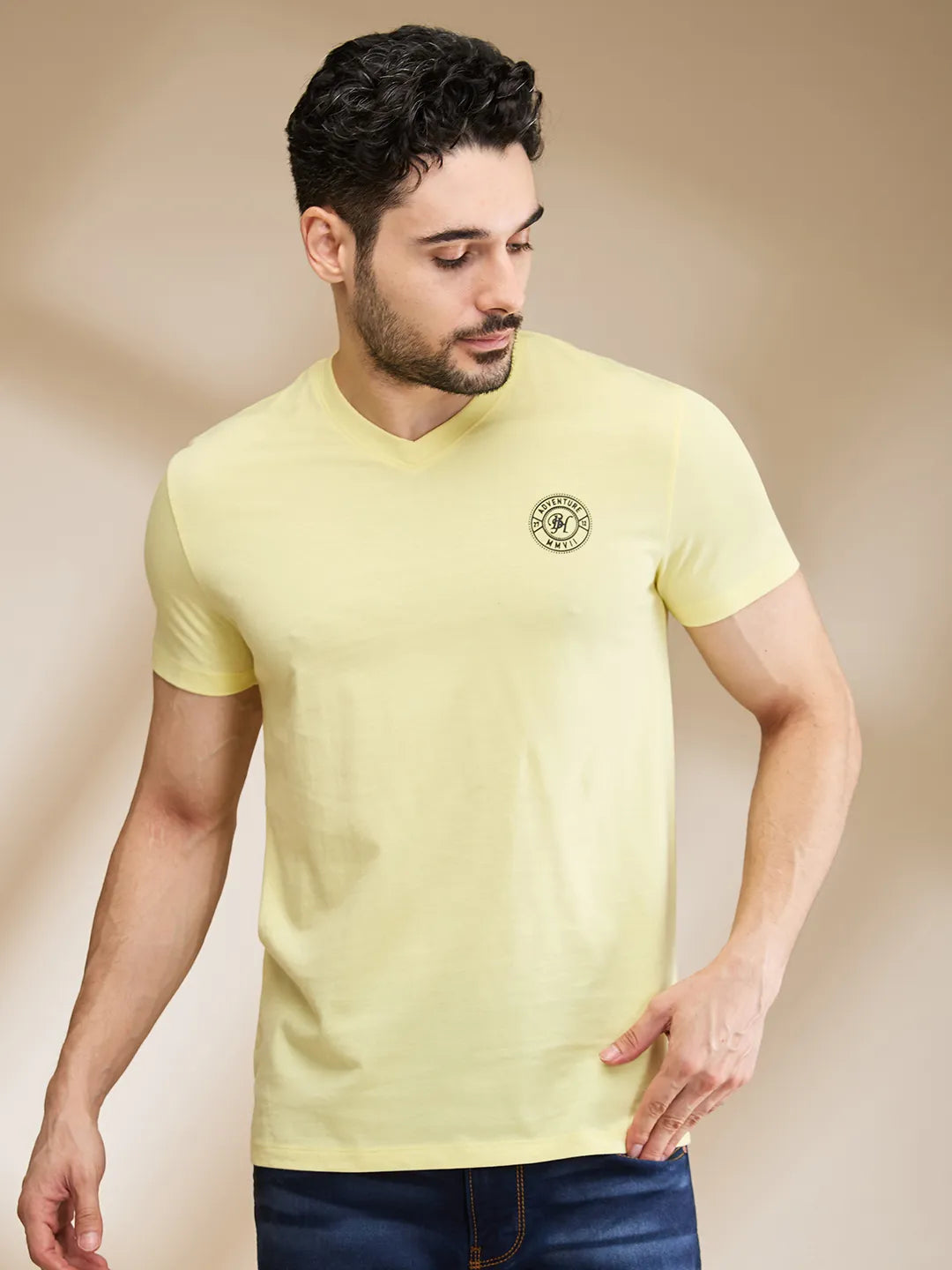 Yellow Regular Fit Men's Short Sleeves T-Shirt by Being Human Clothing