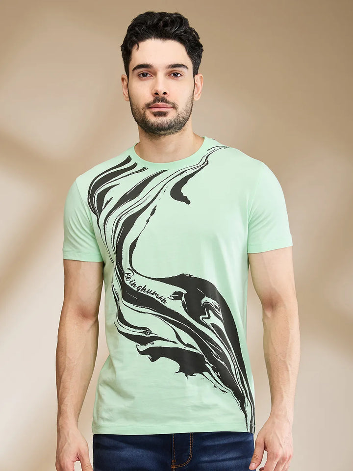Mint Regular Fit Round Neck Men's T-Shirt by Being Human Clothing
