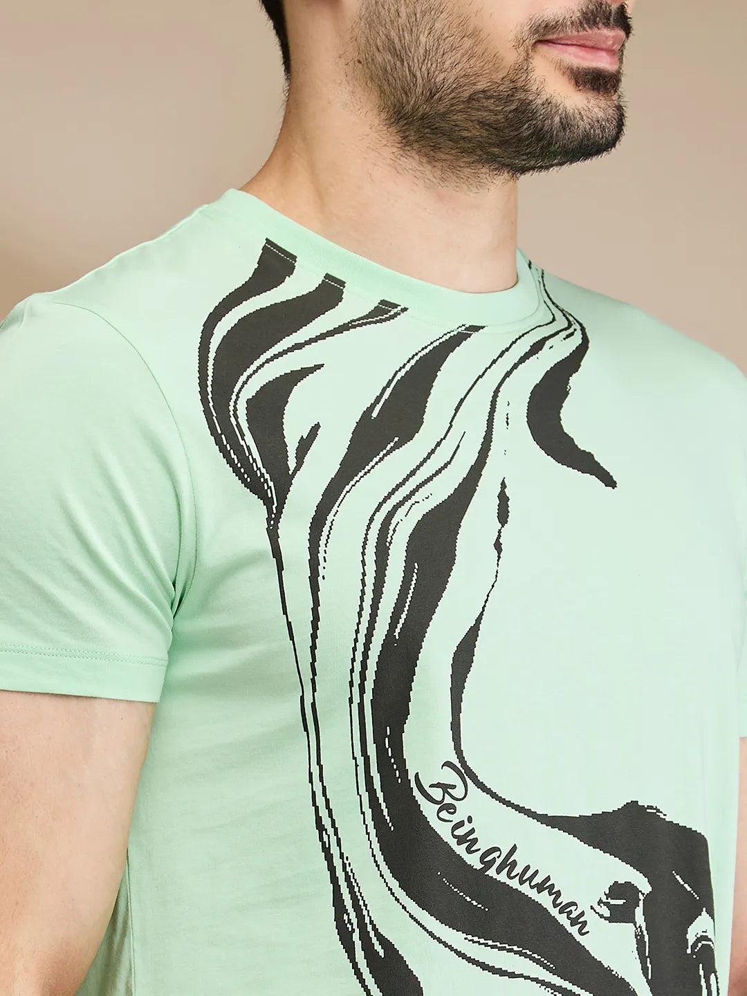 Mint Regular Fit Round Neck Men's T-Shirt by Being Human Clothing