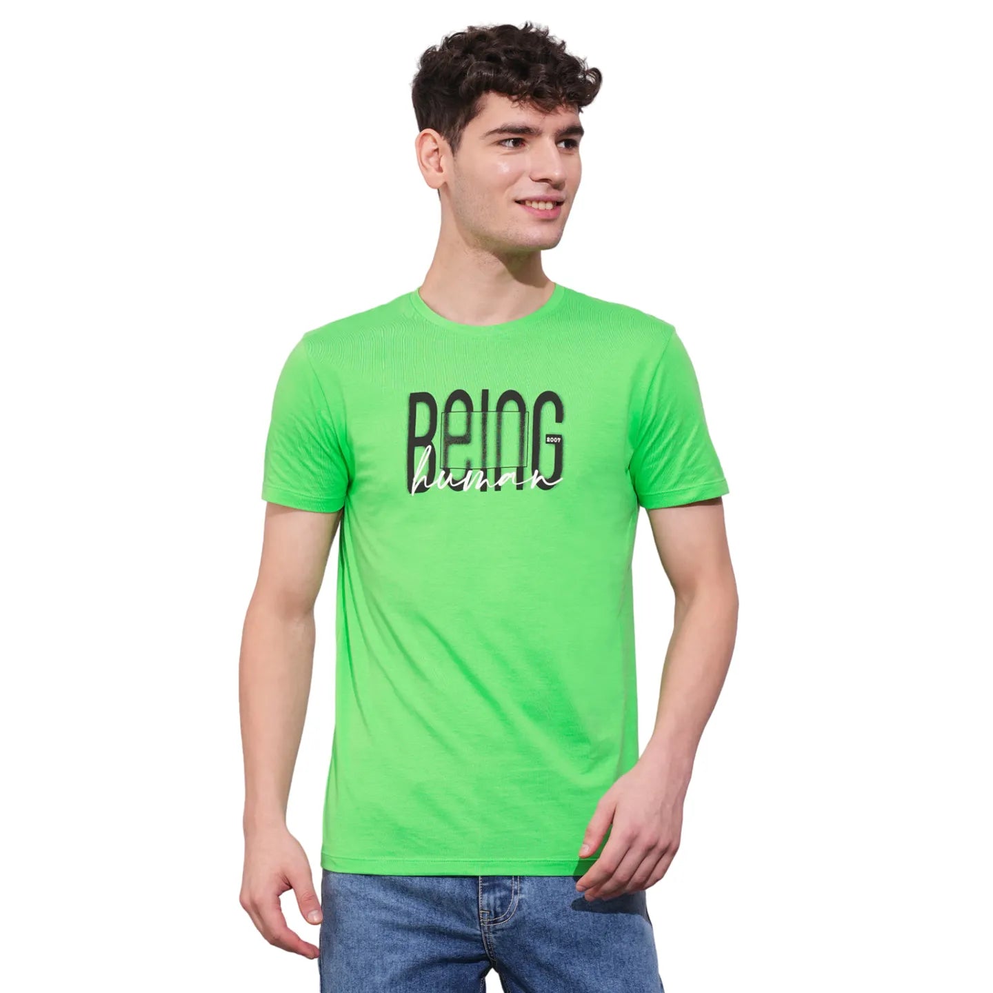 Green Regular Fit Men's Short Sleeves T-Shirt by Being Human Clothing