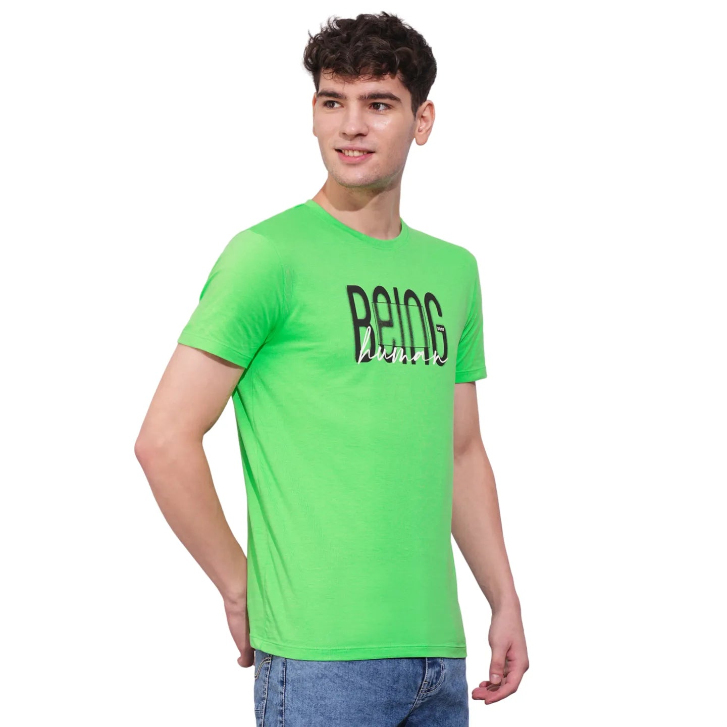 Green Regular Fit Men's Short Sleeves T-Shirt by Being Human Clothing
