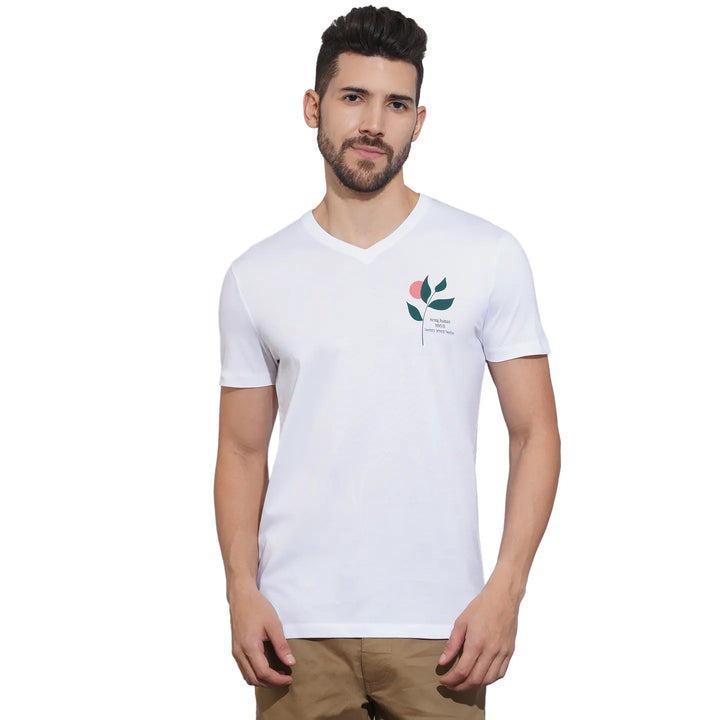 White Regular Fit Men's Short Sleeves T-Shirt by Being Human Clothing