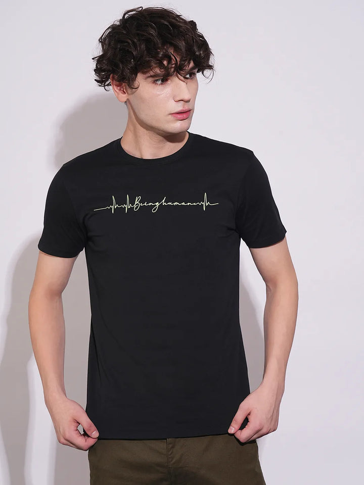 Black Regular Fit Men's Short Sleeves T-Shirt by Being Human Clothing