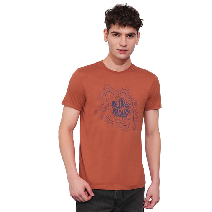 Rust Regular Fit Men's Short Sleeves T-Shirt by Being Human Clothing