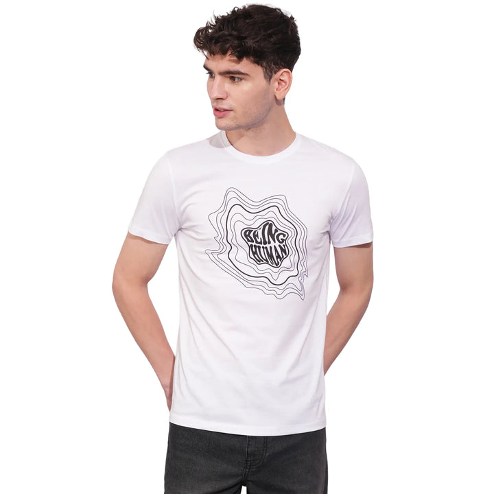 White Regular Fit Men's Short Sleeves T-Shirt by Being Human Clothing