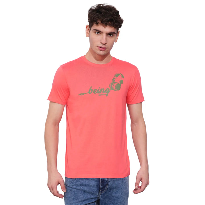 Coral Regular Fit Round Neck Men's T-Shirt by Being Human Clothing