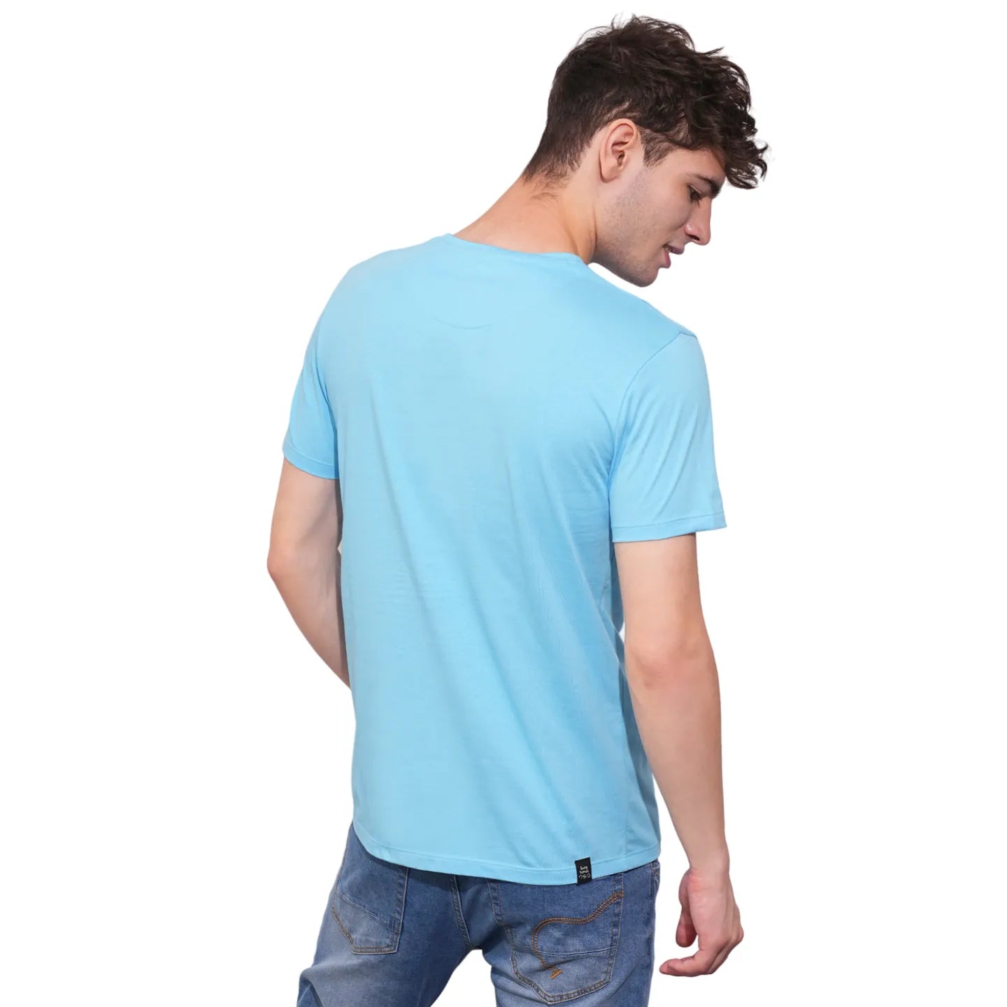 Sky Blue Regular Fit Round Neck Men's T-Shirt by Being Human Clothing